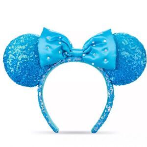 Minnie Mouse Sequin Ears Headband Aqua Blue Disney NWT